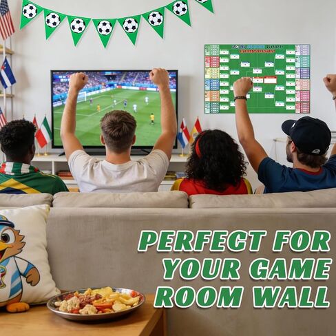 ملصق جدول كأس العالم 2026 من WUSUTE، بضائع كأس العالم 2026 لمحبي كرة القدم، ملصق بطولة كرة القدم للجماهير، ديكورات الحفلات تتطابق مع مخطط الحائط، 39.4 بوصة × 25.7 بوصة in Kuwait