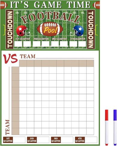 Large Football Pool Poster Squares 100 Grids Score Record Poster Football Party Supplies 16.2 X 23.6 Inch Superbowl Party Decorations 2026 Indoor Outdoor (Blue) in Saudi Arabia