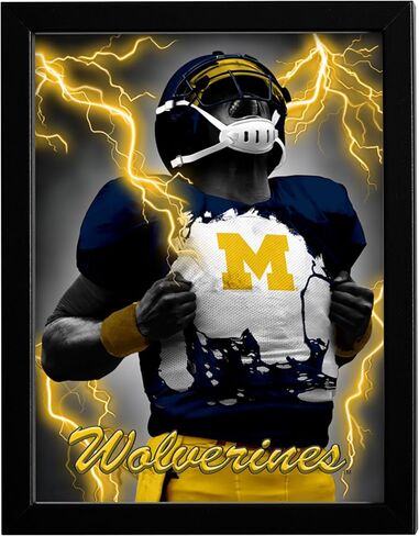 لوحة فنية جدارية مطبوعة بإطار ثلاثي الأبعاد من MSU Spartans | 14 × 18 صورة I Cool ملصقات عدسية من الرابطة الوطنية لرياضة الجامعات (NCAA) | سلع كرة القدم، صور جاهزة للتعليق، أعمال فنية لغرفة الألعاب وهدايا ديكور كهف للرجال للرجال والنساء in Kuwait