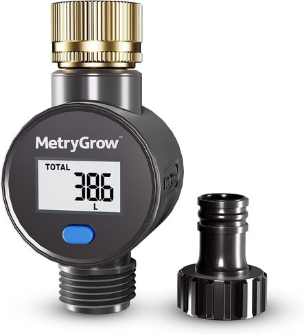 Water Flow Meter with Brass Inlet, Measuring Gallon/Liter Consumption and Flow Rate for Outdoor Garden Hose Watering, RV Essentials Water Tank Filling, Sprinkler and Nozzle Sprayer (1 Pack) in Saudi Arabia