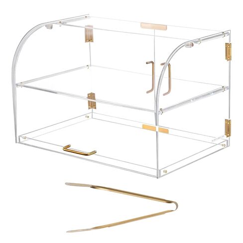 VEVOR Bakery Display Case, 2-Tier Commercial Countertop Pastry Display Case, Clear Acrylic Bread Box for Kitchen, Party Cake Cabinet with Magnetic Rear Door for Cookie Dessert Donut, 22" x 14" x 14" in Saudi Arabia