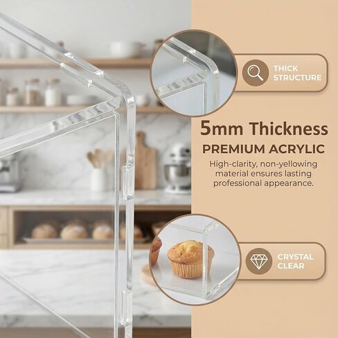 Acryvic 2-Tiers Bakery Display Case for Commercial Countertop, 18.9" x 9.5" x 11.8" Acrylic Pastry Display Case Storage Box for Dessert Donut Bread Cake Cupcake Bagels Cookie in Saudi Arabia