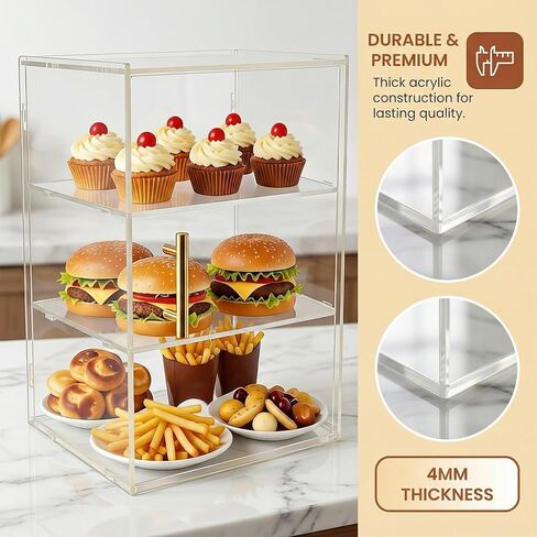 Large Transparent Bread Box, 3-Tier Food Storage Container for Countertop&Kitchen - Perfect for Bread, Bagels, Muffins, Keeping Fresh & Organized in Saudi Arabia