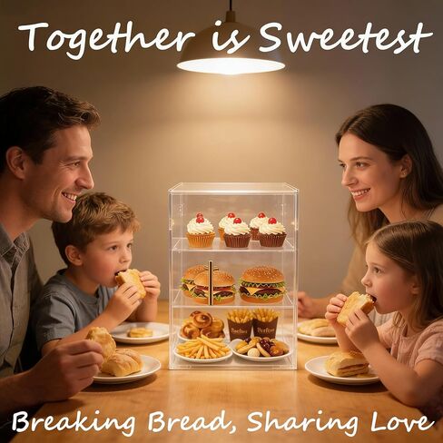 Large Transparent Bread Box, 3-Tier Food Storage Container for Countertop&Kitchen - Perfect for Bread, Bagels, Muffins, Keeping Fresh & Organized in Saudi Arabia