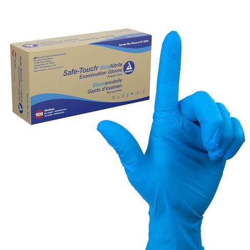 قفازات Dynarex 2511 Safetouch Nitrile Exam، أزرق، صغير (عبوة من 10 قطع) in Kuwait