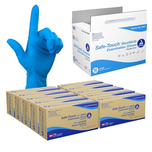 قفازات Dynarex 2511 Safetouch Nitrile Exam، أزرق، صغير (عبوة من 10 قطع) in Kuwait