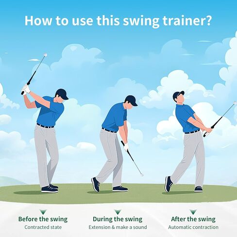 Pttlomlhj Retractable Golf Swing Trainer with Arm Band,Training Aid for Smooth Swing Golf Grip Attachment for Strength Training Chipping Hitting Ideal for Beginners, Indoor Outdoor Practice in Saudi Arabia