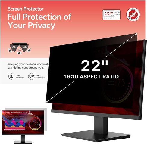 BERSEM 14 inch Removable Laptop Privacy Screen Filter for 16:9 Ratio Monitor, Anti-Spy, Anti-Glare, Anti-Scratch, UV-Blocking in Saudi Arabia