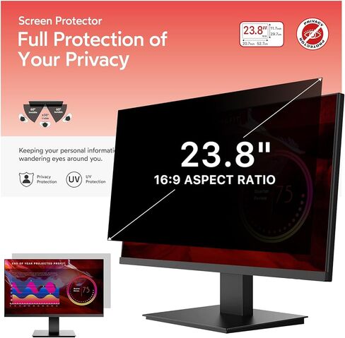 BERSEM 14 inch Removable Laptop Privacy Screen Filter for 16:9 Ratio Monitor, Anti-Spy, Anti-Glare, Anti-Scratch, UV-Blocking in Saudi Arabia
