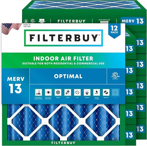 Filterbuy 17.5x21x1 Air Filter MERV 13 Optimal Defense (12-Pack), Pleated HVAC AC Furnace Air Filters Replacement (Actual Size: 17.50 x 21.00 x 0.75 Inches) in Saudi Arabia