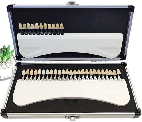 KHZKHC 35 Colors Tooth Whitening Shade Chart, Dental Teeth Shade Guide, with Case, Dental Tools, Engraved Numbers, Easy Read Compare, for Dental Clinic, Individual, Hospital in Saudi Arabia