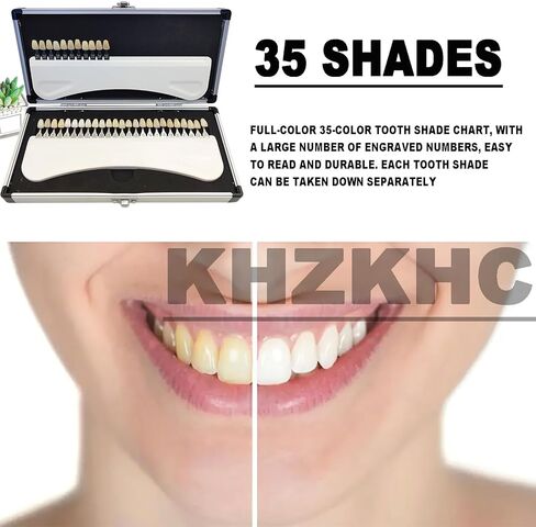 KHZKHC 35 Colors Tooth Whitening Shade Chart, Dental Teeth Shade Guide, with Case, Dental Tools, Engraved Numbers, Easy Read Compare, for Dental Clinic, Individual, Hospital in Saudi Arabia