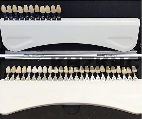 KHZKHC 35 Colors Tooth Whitening Shade Chart, Dental Teeth Shade Guide, with Case, Dental Tools, Engraved Numbers, Easy Read Compare, for Dental Clinic, Individual, Hospital in Saudi Arabia
