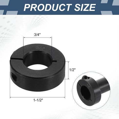 PATIKIL 3/4" OD 1-1/2" طوق عمود منقسم واحد، 4 قطع من الفولاذ الكربوني المشبك على طوق لولبي لأعمدة القيادة وأدوات الآلات الزراعية، أسود in Saudi Arabia