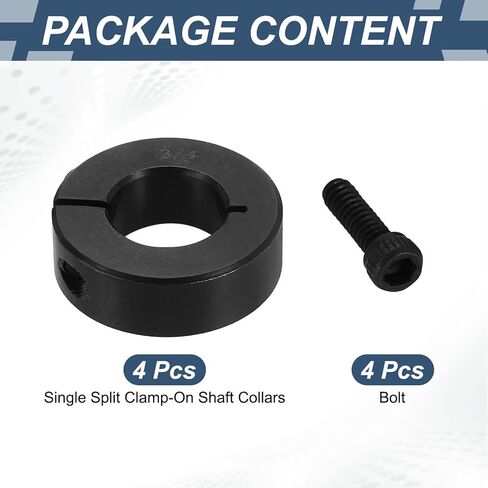 PATIKIL 3/4" OD 1-1/2" طوق عمود منقسم واحد، 4 قطع من الفولاذ الكربوني المشبك على طوق لولبي لأعمدة القيادة وأدوات الآلات الزراعية، أسود in Saudi Arabia