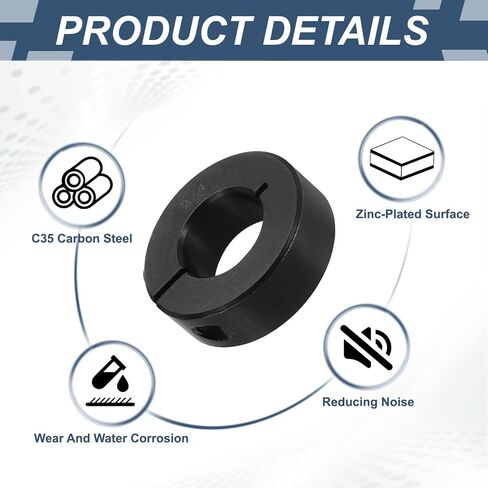 PATIKIL 3/4" OD 1-1/2" طوق عمود منقسم واحد، 4 قطع من الفولاذ الكربوني المشبك على طوق لولبي لأعمدة القيادة وأدوات الآلات الزراعية، أسود in Saudi Arabia