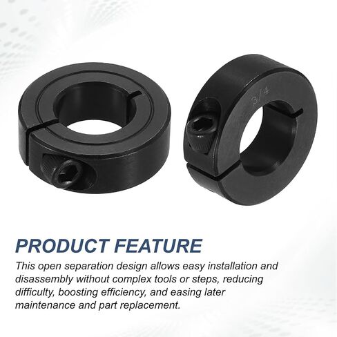 PATIKIL 3/4" OD 1-1/2" طوق عمود منقسم واحد، 4 قطع من الفولاذ الكربوني المشبك على طوق لولبي لأعمدة القيادة وأدوات الآلات الزراعية، أسود in Saudi Arabia