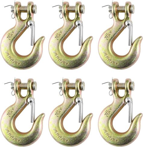 XAOLUFAFAFA 6 عبوات من خطافات سلسلة مقاس 5/16 بوصة، خطاف منزلق Clevis شديد التحمل مع مزلاج أمان، فولاذ مزخرف من الدرجة 70 بوزن 14,000 رطل لخطاف سحب ونش سحب شاحنة مقطورة. in Saudi Arabia