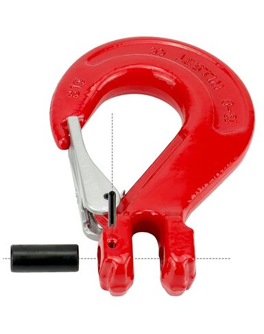 QWORK Clevis Slip Hook with Latch, 1 Pack, 1/2", 11600 lbs Load Limit, Grade 80 Drop Forged Alloy Steel in Kuwait