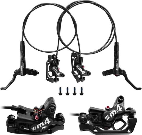 مجموعة فرامل هيدروليكية ZTZ 4-Piston MTB، طقم فرامل قرص هيدروليكي أمامي يسار 850 مم وخلفي يمين 1600 مم مع محول PM/is، يناسب الدراجة الإلكترونية والدراجات الجبلية وBMX in Kuwait