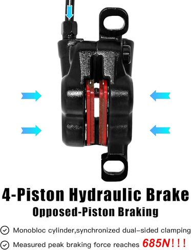 مجموعة فرامل هيدروليكية ZTZ 4-Piston MTB، طقم فرامل قرص هيدروليكي أمامي يسار 850 مم وخلفي يمين 1600 مم مع محول PM/is، يناسب الدراجة الإلكترونية والدراجات الجبلية وBMX in Kuwait