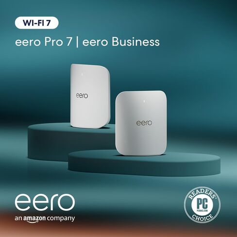 Amazon eero Pro 7 with 1 month free eero Business (auto-renews annually) - Supports internet plans up to 5 Gbps, Coverage up to 2,000 sq. ft., Connect 200+ devices, 1-pack in Kuwait