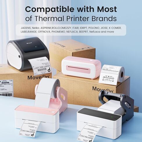 لفة ملصقات حرارية Phomemo مقاس 4 × 3 بوصة لمستلزمات الأعمال الصغيرة - ملصقات شعار تجارية مخصصة للأعمال - ملصقات شحن مقاومة للماء لطابعة الملصقات الحرارية - 500 قطعة من ملصقات الملصقات in Kuwait