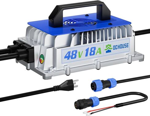 DC House 36V 25A شاحن بطارية الليثيوم ، شاحن سريع 900 واط ، شحن كفاءة ≥ 93 ٪ ، IP65 مضاد للسقوط مع مروحة التبريد ، مناسبة لعربة الجولف 36V ، محرك التصيد ، بطارية شوكية LifePo4 in Saudi Arabia