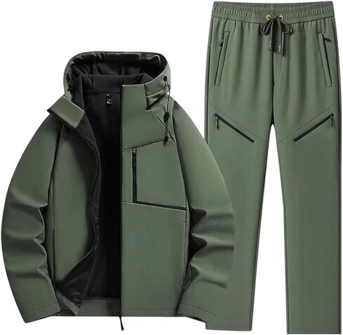 Men's Hooded Hike Suit | Fleece Jacket & Cargo Pants | Two-Piece Winter Set | Outdoor Snow Sports in Saudi Arabia