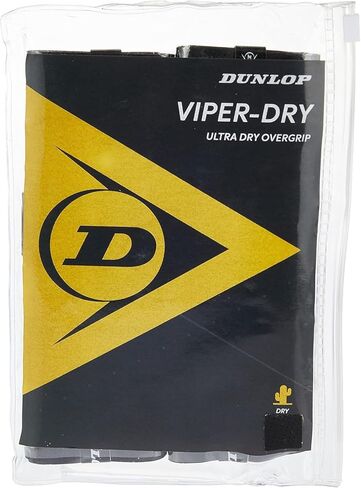 Dunlop Sports Viper-Dry Tennis/Squash/Badminton/Padel OVERGRIP (3-Pack, 12-Pack, 30-Pack Roll) (Black & White Colors) (Ultra Dry and Durable Grip for Ultimate Control) in Kuwait