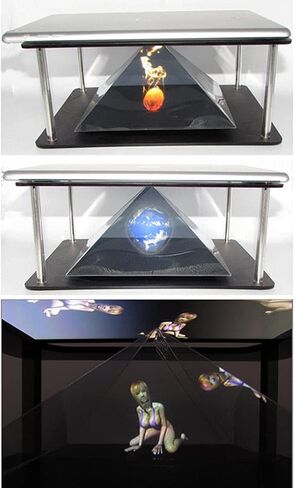 hokojix 3D Hologram Projector Py-ramid Pad Tab-let PC Hologram 3D Display Stands Projector l present, 22.5x19x9.5cm in Saudi Arabia