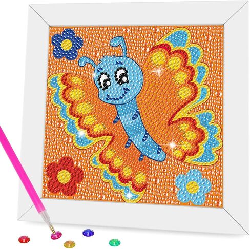 مجموعات الطلاء الماس Miairivy للأطفال ، DIY 5D Cartoon Diamond Art مع إطار ، والحرف الإبداعية للغاية ، والهدايا ، وهدايا أعياد الميلاد ، وديكور الغرفة للفتيات والفتيان الذين تتراوح أعمارهم بين 4-12 (الفراشة 1) in Saudi Arabia
