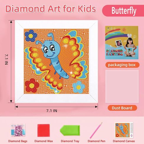 مجموعات الطلاء الماس Miairivy للأطفال ، DIY 5D Cartoon Diamond Art مع إطار ، والحرف الإبداعية للغاية ، والهدايا ، وهدايا أعياد الميلاد ، وديكور الغرفة للفتيات والفتيان الذين تتراوح أعمارهم بين 4-12 (الفراشة 1) in Saudi Arabia