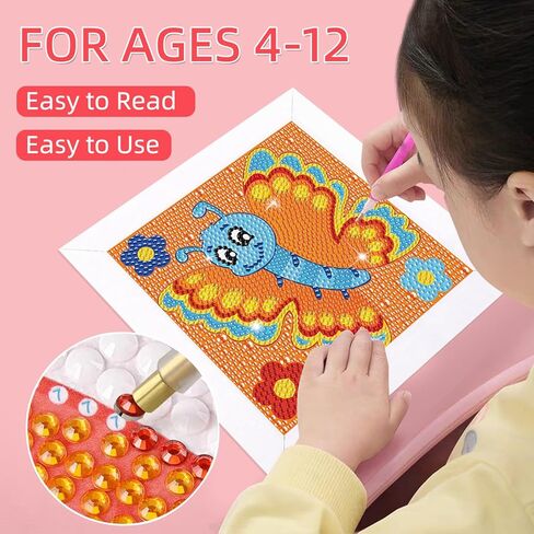 مجموعات الطلاء الماس Miairivy للأطفال ، DIY 5D Cartoon Diamond Art مع إطار ، والحرف الإبداعية للغاية ، والهدايا ، وهدايا أعياد الميلاد ، وديكور الغرفة للفتيات والفتيان الذين تتراوح أعمارهم بين 4-12 (الفراشة 1) in Saudi Arabia