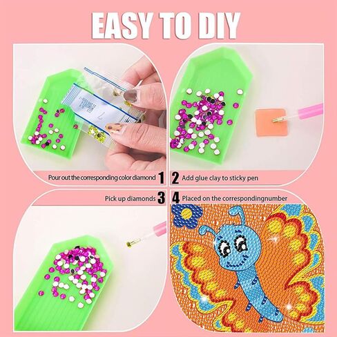 مجموعات الطلاء الماس Miairivy للأطفال ، DIY 5D Cartoon Diamond Art مع إطار ، والحرف الإبداعية للغاية ، والهدايا ، وهدايا أعياد الميلاد ، وديكور الغرفة للفتيات والفتيان الذين تتراوح أعمارهم بين 4-12 (الفراشة 1) in Saudi Arabia