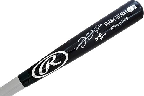 نقش فرانك توماس الرسمي باللون الأسود من Bat Oakland A "HOF 2014" Beckett BAS Witness Stock #208243 in Saudi Arabia