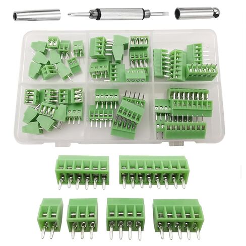 45pcs 2.54mm 0.1 "Pitch Mini Mini Mount Mount Terminal Block Concector 2P 3P 4P 5P 6P 8P 8P 150V 6A متوافق 26-18AWG لمشاريع Arduino و Home Electronics in Kuwait