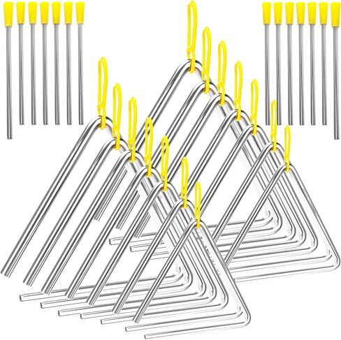 14 Pcs Triangle Percussion Instrument Set 4 5 6 7 8 9 10 Inch Triangle Musical Instrument with Striker Steel Hand Triangles for Kids Adults Rhythm Music Learning and Teaching in Saudi Arabia