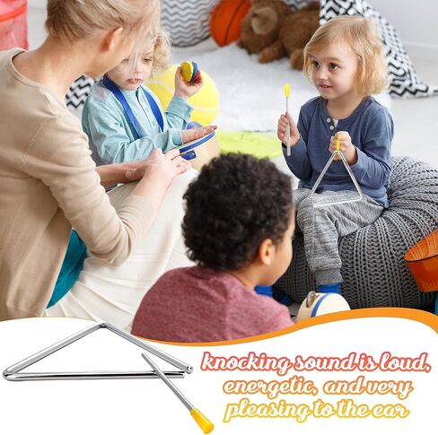 14 Pcs Triangle Percussion Instrument Set 4 5 6 7 8 9 10 Inch Triangle Musical Instrument with Striker Steel Hand Triangles for Kids Adults Rhythm Music Learning and Teaching in Saudi Arabia