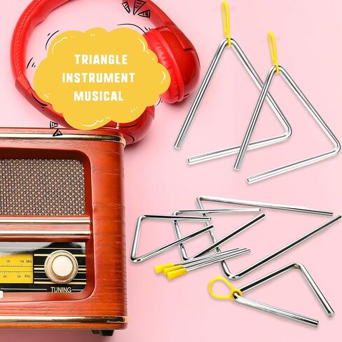 14 Pcs Triangle Percussion Instrument Set 4 5 6 7 8 9 10 Inch Triangle Musical Instrument with Striker Steel Hand Triangles for Kids Adults Rhythm Music Learning and Teaching in Saudi Arabia