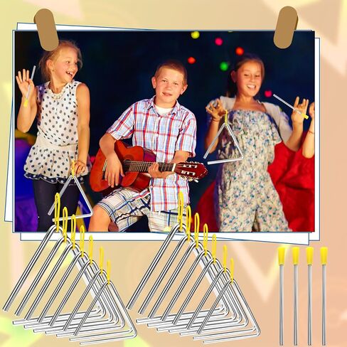 14 Pcs Triangle Percussion Instrument Set 4 5 6 7 8 9 10 Inch Triangle Musical Instrument with Striker Steel Hand Triangles for Kids Adults Rhythm Music Learning and Teaching in Saudi Arabia
