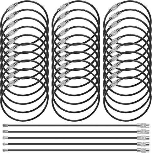 150pcs Black Steel Wire Keychains Cable – 2mm Thick, 6" Heavy Duty Luggage Tags & Key Rings with PVC Coating in Saudi Arabia