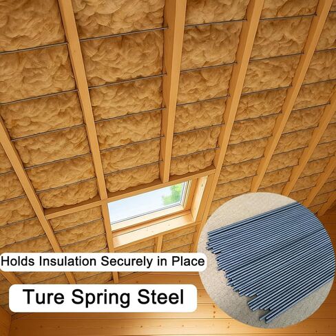 Insulation Support Wire 16 Inch, 50 PCS Spring Steel Insulation Rods for 16" On-Center Joists, Heavy-Duty Flexible Batt Insulation Supports for Attic, Ceiling & Wall in Saudi Arabia