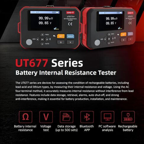 UNI-T Uni-Trend UT677C جهاز اختبار المقاومة الداخلية 3Ω 120 فولت بطارية جهاز اختبار العزل مقياس المقاومة الداخلية مقياس أوم مع بلوتوث in Kuwait