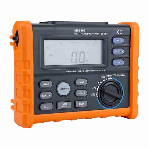 SASKATE PEAKMETER MS5203 اختبار العزل الرقمي متر 50 فولت 1000 فولت اختبار مقاومة العزل مع عرض الإضاءة الخلفية إيقاف التشغيل التلقائي لكابل محول المحرك AC DC الجهد in Saudi Arabia