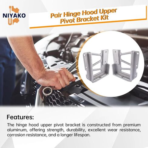 Niyako 13-04286L 13-04286R Pair Hinge Hood Upper Pivot Bracket Kit Replacement#1304286L 1304286R Fit Peterbilt 357 377 378 379 in Saudi Arabia