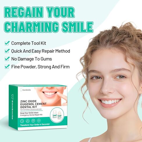 Tooth Repair Kit,Zinc Oxide Eugenol - Dental Cement,Cavity Filler for Teeth,for Crowns & Bridges Filling,Dental Glue, Improves Smile in Kuwait
