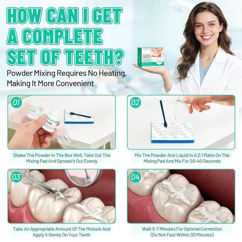 Tooth Repair Kit,Zinc Oxide Eugenol - Dental Cement,Cavity Filler for Teeth,for Crowns & Bridges Filling,Dental Glue, Improves Smile in Kuwait