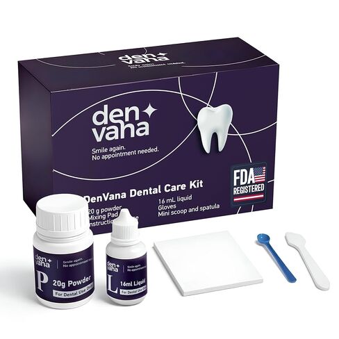 DenVana Dental Cement Kit – Zinc Oxide Eugenol Temporary Filling & Crown Repair | Tooth Repair Kit for Broken or Loose Caps, Bridges & Dentures | Strong Adhesive Glue | Instant Smile Fix | US Brand in Kuwait
