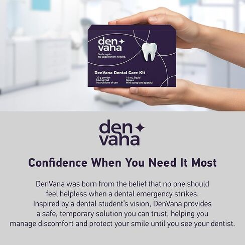 DenVana Dental Cement Kit – Zinc Oxide Eugenol Temporary Filling & Crown Repair | Tooth Repair Kit for Broken or Loose Caps, Bridges & Dentures | Strong Adhesive Glue | Instant Smile Fix | US Brand in Kuwait